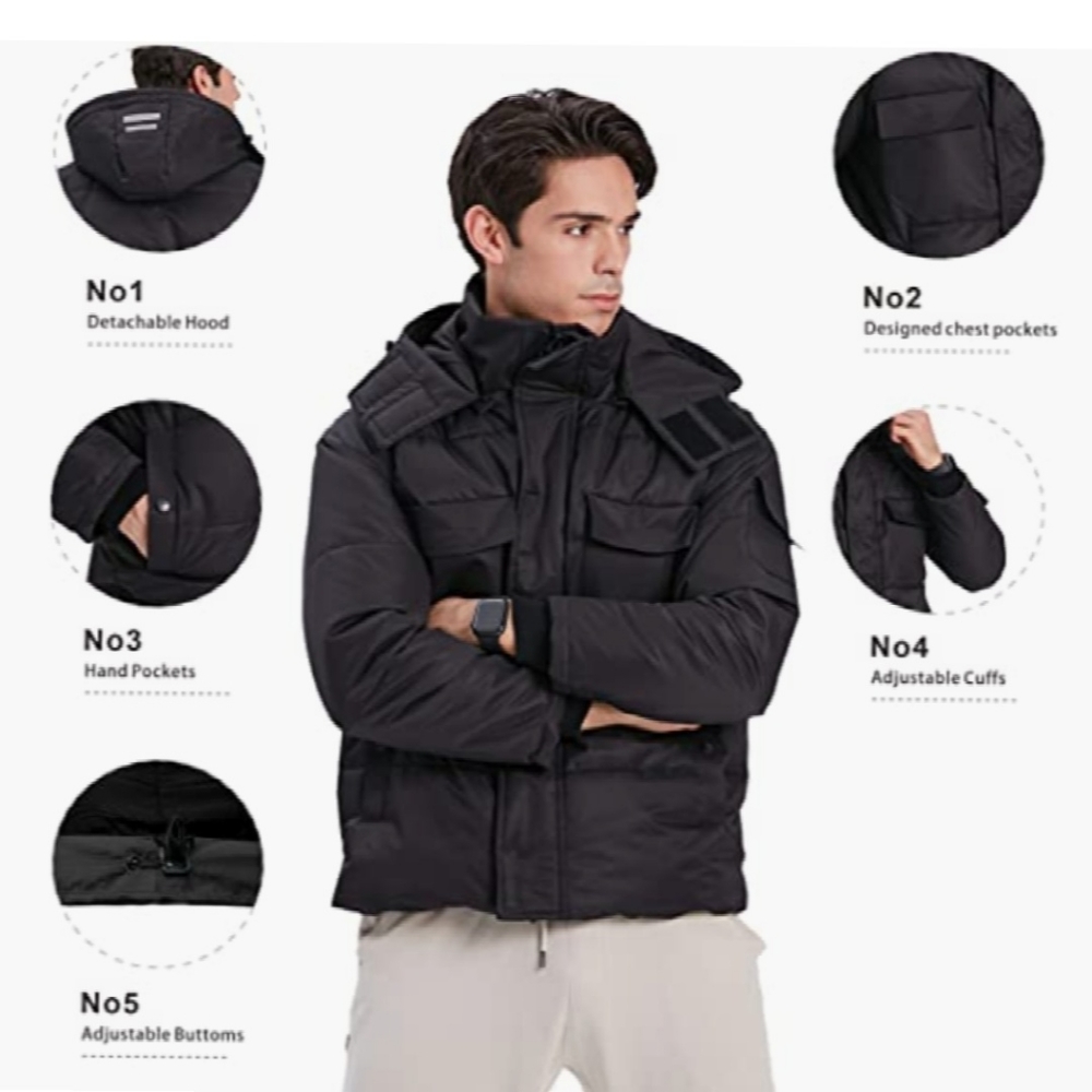 NWT Cross Street $599 Men's Outdoor Hood Puffers Insulated WinterBlack Parka - Picture 2 of 12